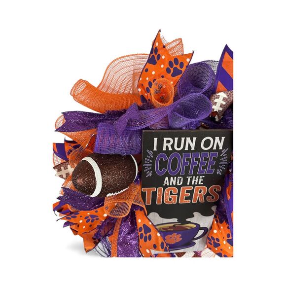 Clemson Football Wreath I Run On Tigers and Coffee - Picture 2 of 5